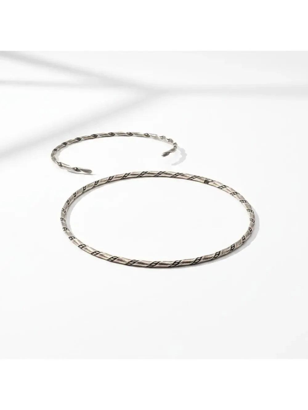 Set of 2 Stacker Sterling Silver 925 Cuff Bracelets - Rope Twist Design